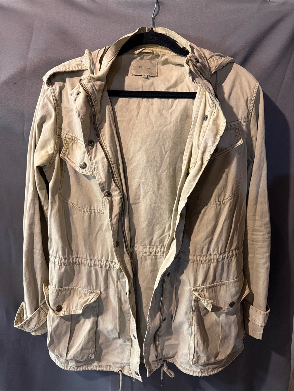 Talula Women’s Hooded Field Jacket in Light Beige
